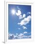 Clouds in Blue Sky, Lens Flare-null-Framed Photographic Print