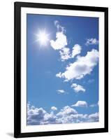 Clouds in Blue Sky, Lens Flare-null-Framed Photographic Print