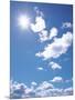 Clouds in Blue Sky, Lens Flare-null-Mounted Photographic Print