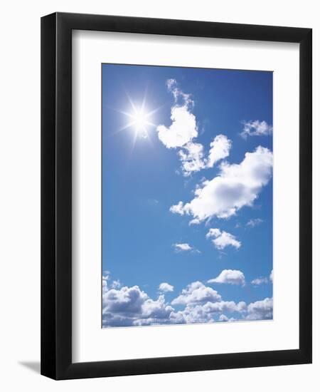 Clouds in Blue Sky, Lens Flare-null-Framed Premium Photographic Print