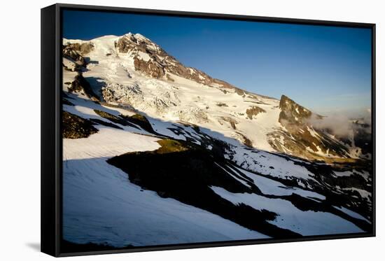 Clouds in Front of Mount Rainier's South Face - Mt Rainier National Park, Washington-Dan Holz-Framed Stretched Canvas