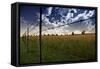 Clouds in Sky and Farmers Fence and Field-rolffimages-Framed Stretched Canvas