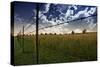 Clouds in Sky and Farmers Fence and Field-rolffimages-Stretched Canvas