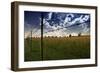 Clouds in Sky and Farmers Fence and Field-rolffimages-Framed Art Print