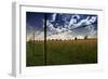 Clouds in Sky and Farmers Fence and Field-rolffimages-Framed Art Print