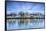 Clouds on the Typical Houses and Towers of Cathedral Reflected in River Trave at Dusk, Lubeck-Roberto Moiola-Framed Stretched Canvas