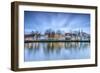 Clouds on the Typical Houses and Towers of Cathedral Reflected in River Trave at Dusk, Lubeck-Roberto Moiola-Framed Photographic Print