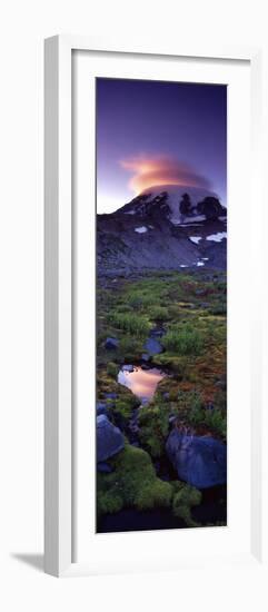 Clouds over a Snowcapped Mountain, Mt Rainier, Washington State, USA-null-Framed Photographic Print