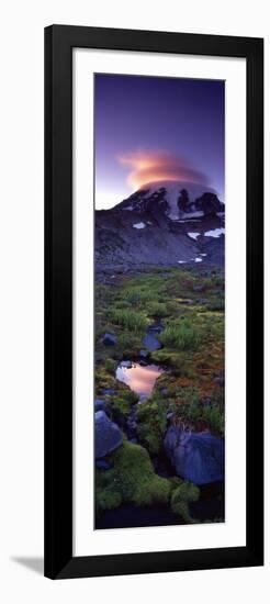 Clouds over a Snowcapped Mountain, Mt Rainier, Washington State, USA-null-Framed Photographic Print