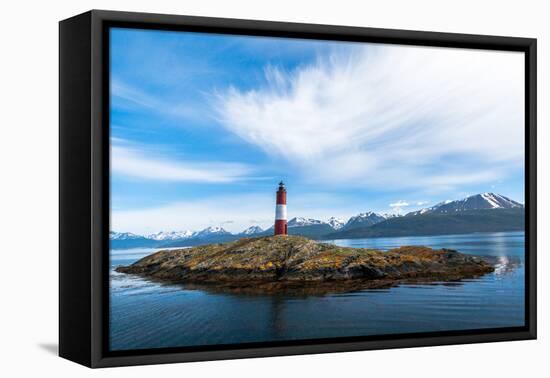 Clouds over Lighthouse Near Ushuaia, Argentina-James White-Framed Stretched Canvas