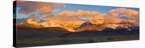 Clouds over Mountains at Sunrise, Monte Fitz Roy, Argentine Glaciers National Park, Patagonia, A...-null-Stretched Canvas