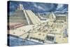 Clouds over Pyramids, Templo Mayor, Tenochtitlan, Mexico City, Mexico-null-Stretched Canvas