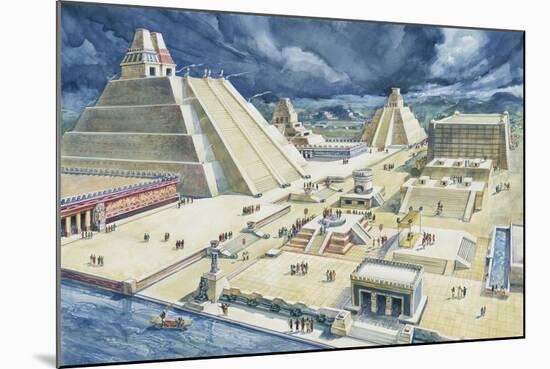 Clouds over Pyramids, Templo Mayor, Tenochtitlan, Mexico City, Mexico-null-Mounted Giclee Print