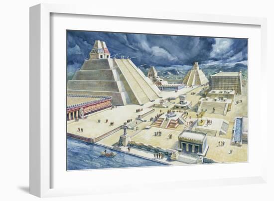 Clouds over Pyramids, Templo Mayor, Tenochtitlan, Mexico City, Mexico-null-Framed Premium Giclee Print