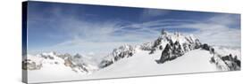 Clouds over Snow Covered Mountain, Dent Du Geant, Aiguille De Rochefort, Helbronner, Italy-null-Stretched Canvas