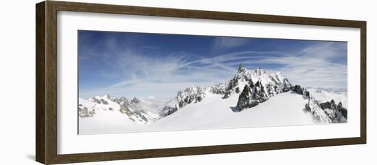 Clouds over Snow Covered Mountain, Dent Du Geant, Aiguille De Rochefort, Helbronner, Italy-null-Framed Photographic Print