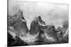 Clouds over snowcapped mountains, Torres del Paine National Park, Magallanes Region, Patagonia,...-null-Stretched Canvas