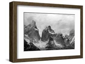 Clouds over snowcapped mountains, Torres del Paine National Park, Magallanes Region, Patagonia,...-null-Framed Photographic Print