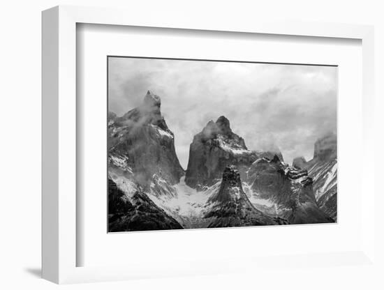 Clouds over snowcapped mountains, Torres del Paine National Park, Magallanes Region, Patagonia,...-null-Framed Photographic Print