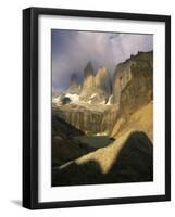 Clouds over Torres del Paine Mountains, Patagonia, Chile-Janis Miglavs-Framed Photographic Print
