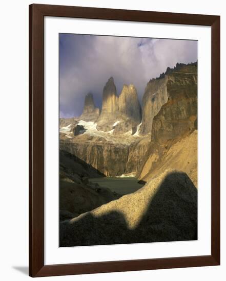 Clouds over Torres del Paine Mountains, Patagonia, Chile-Janis Miglavs-Framed Photographic Print