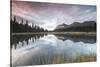 Clouds reflected in Lake Entova at dawn, Entova Alp, Malenco Valley, Sondrio province, Valtellina, -Roberto Moiola-Stretched Canvas