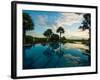 Clouds reflected in the infinity pool at sunrise, Aureum Palace Hotel, Bagan, Mandalay Region, M...-null-Framed Photographic Print