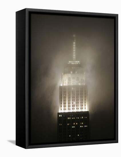 Clouds Roll Past the Empire State Building-null-Framed Stretched Canvas