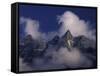 Clouds Swirl Around Mera Mountain, Nepal-Merrill Images-Framed Stretched Canvas