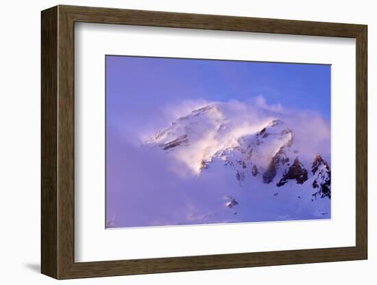 Clouds Wrapped Summit of Mount Rainier, Mt Rainier National Park, Washington, USA-Paul Souders-Framed Photographic Print