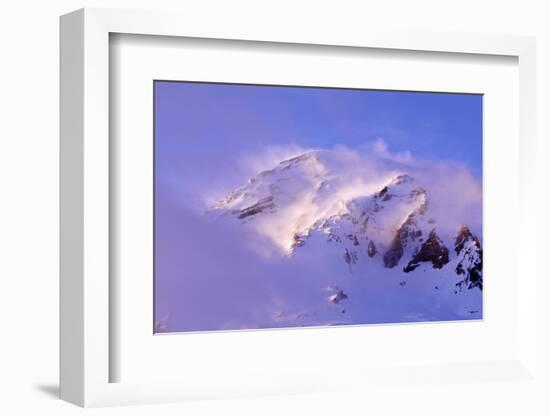 Clouds Wrapped Summit of Mount Rainier, Mt Rainier National Park, Washington, USA-Paul Souders-Framed Photographic Print