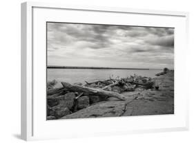 Cloudscape Over Pier With Driftwood B&W-Anthony Paladino-Framed Giclee Print