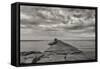 Cloudscape Over Pier With Jagged Rocks B&W-Anthony Paladino-Framed Stretched Canvas