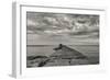 Cloudscape Over Pier With Jagged Rocks B&W-Anthony Paladino-Framed Giclee Print