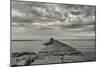 Cloudscape Over Pier With Jagged Rocks B&W-Anthony Paladino-Mounted Giclee Print