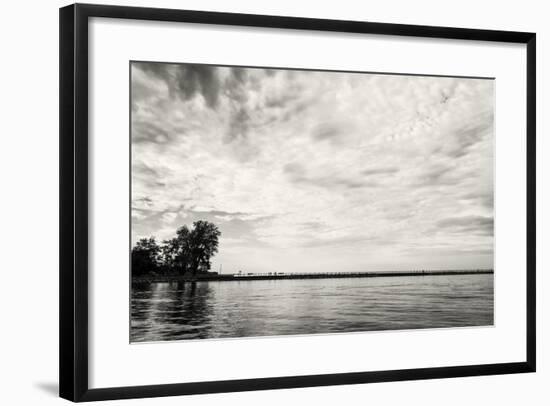 Cloudscape Over Pier With Trees B&W-Anthony Paladino-Framed Giclee Print