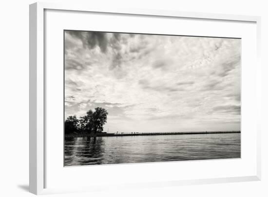 Cloudscape Over Pier With Trees B&W-Anthony Paladino-Framed Giclee Print