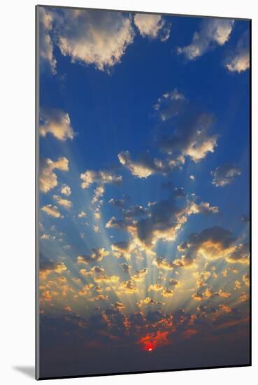 Cloudscape with Sun-Rays Shining through Clouds Just as Sun Appears-Johan Swanepoel-Mounted Photographic Print