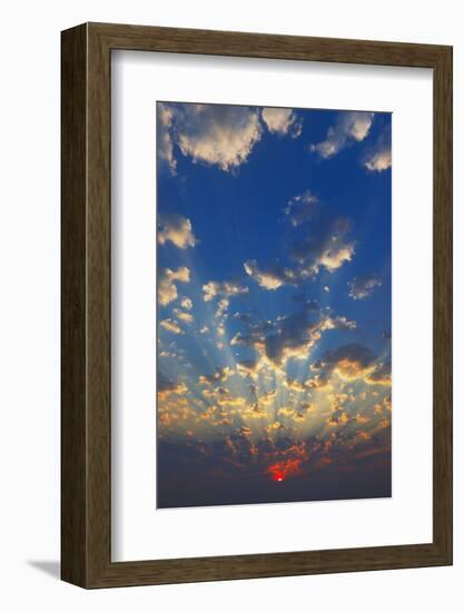 Cloudscape with Sun-Rays Shining through Clouds Just as Sun Appears-Johan Swanepoel-Framed Photographic Print