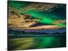 Cloudy Evening with Aurora Borealis or Northern Lights, Kleifarvatn, Iceland-null-Stretched Canvas