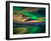 Cloudy Evening with Aurora Borealis or Northern Lights, Kleifarvatn, Iceland-null-Framed Premium Photographic Print