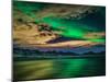 Cloudy Evening with Aurora Borealis or Northern Lights, Kleifarvatn, Iceland-null-Mounted Premium Photographic Print