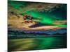 Cloudy Evening with Aurora Borealis or Northern Lights, Kleifarvatn, Iceland-null-Mounted Photographic Print