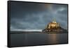 Cloudy sky at dusk, Mont-St-Michel, UNESCO World Heritage Site, Normandy, France, Europe-Francesco Vaninetti-Framed Stretched Canvas