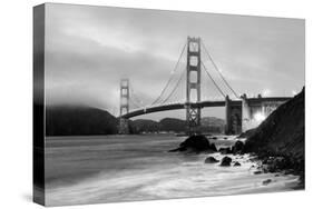 Cloudy sunset, ocean waves in San Francisco at Golden Gate Bridge from Marshall Beach-David Chang-Stretched Canvas