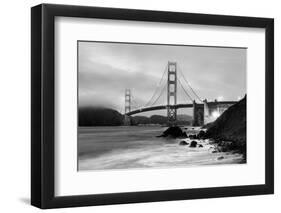 Cloudy sunset, ocean waves in San Francisco at Golden Gate Bridge from Marshall Beach-David Chang-Framed Photographic Print