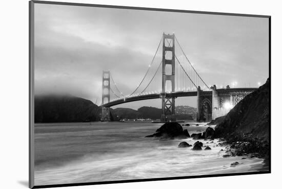 Cloudy sunset, ocean waves in San Francisco at Golden Gate Bridge from Marshall Beach-David Chang-Mounted Photographic Print