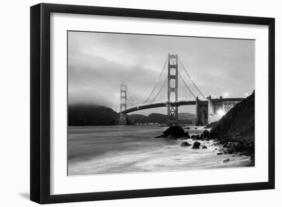 Cloudy sunset, ocean waves in San Francisco at Golden Gate Bridge from Marshall Beach-David Chang-Framed Photographic Print