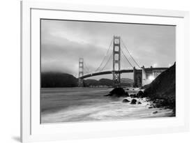 Cloudy sunset, ocean waves in San Francisco at Golden Gate Bridge from Marshall Beach-David Chang-Framed Photographic Print