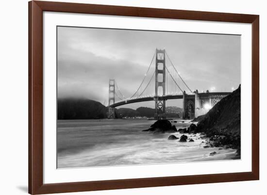 Cloudy sunset, ocean waves in San Francisco at Golden Gate Bridge from Marshall Beach-David Chang-Framed Photographic Print